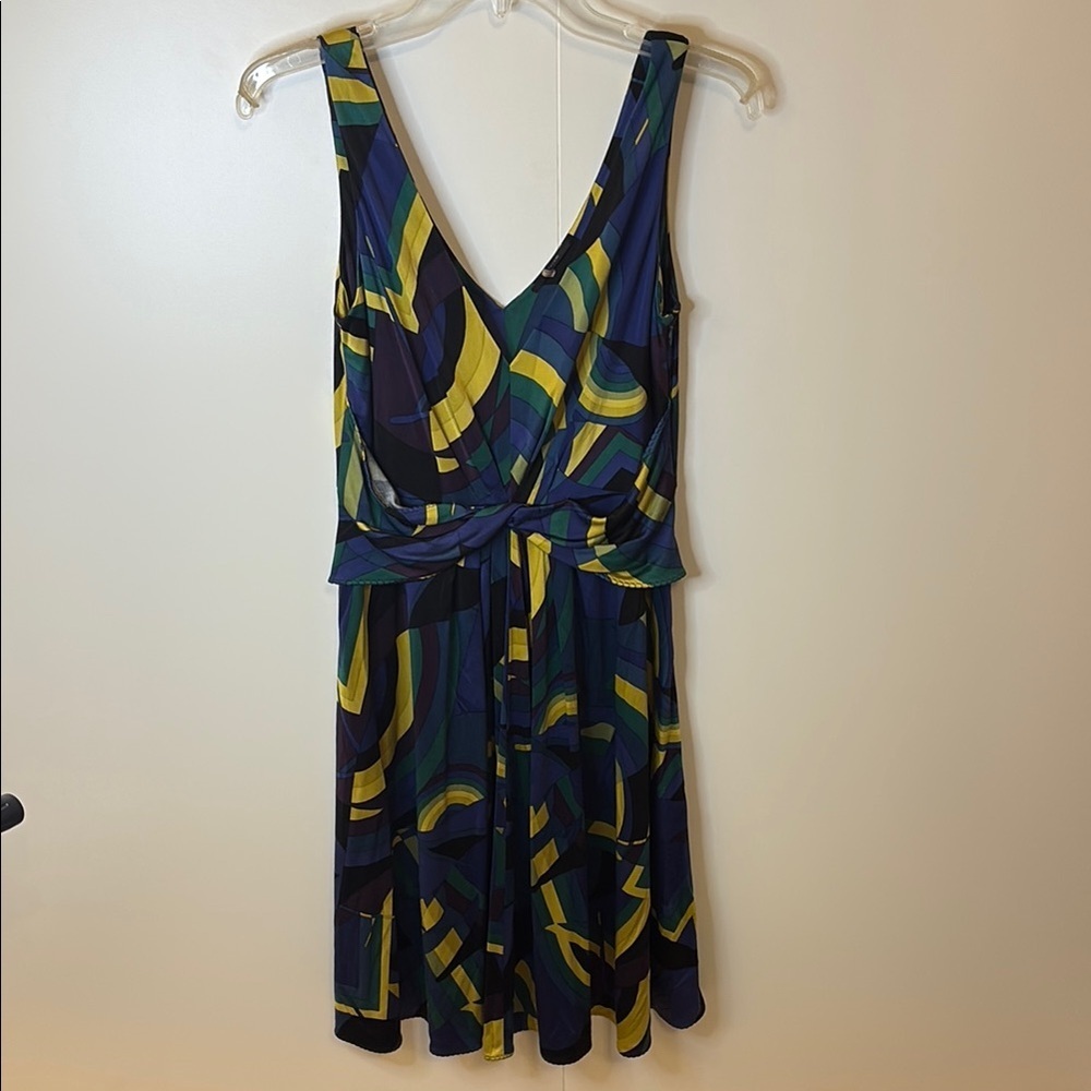 SPRING 🌷Elie Tahari Yellow and Blue Tie Front Mini Sundress | size M